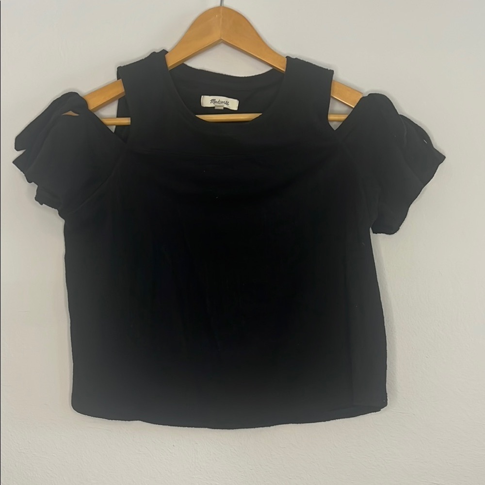 Madewell Black Cold Shoulder Blouse